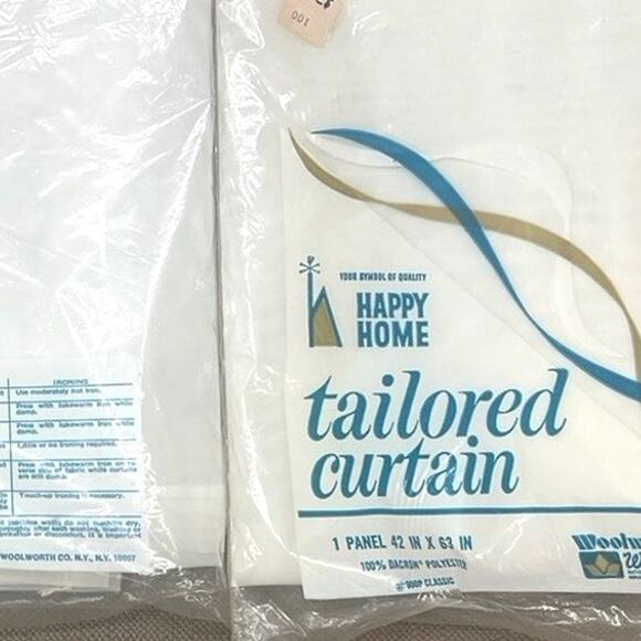 Vintage 3 Lot Woolworths Happy Home Tailored Curtain Panels 42" x 63" White NOS - Picture 6 of 9